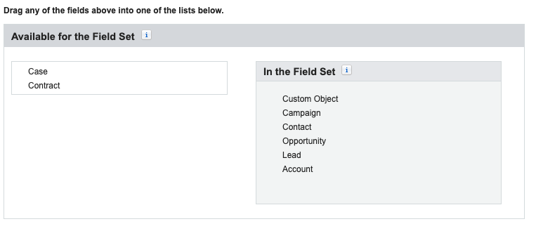 Field set on Action Plan with all related objects available and only some selected