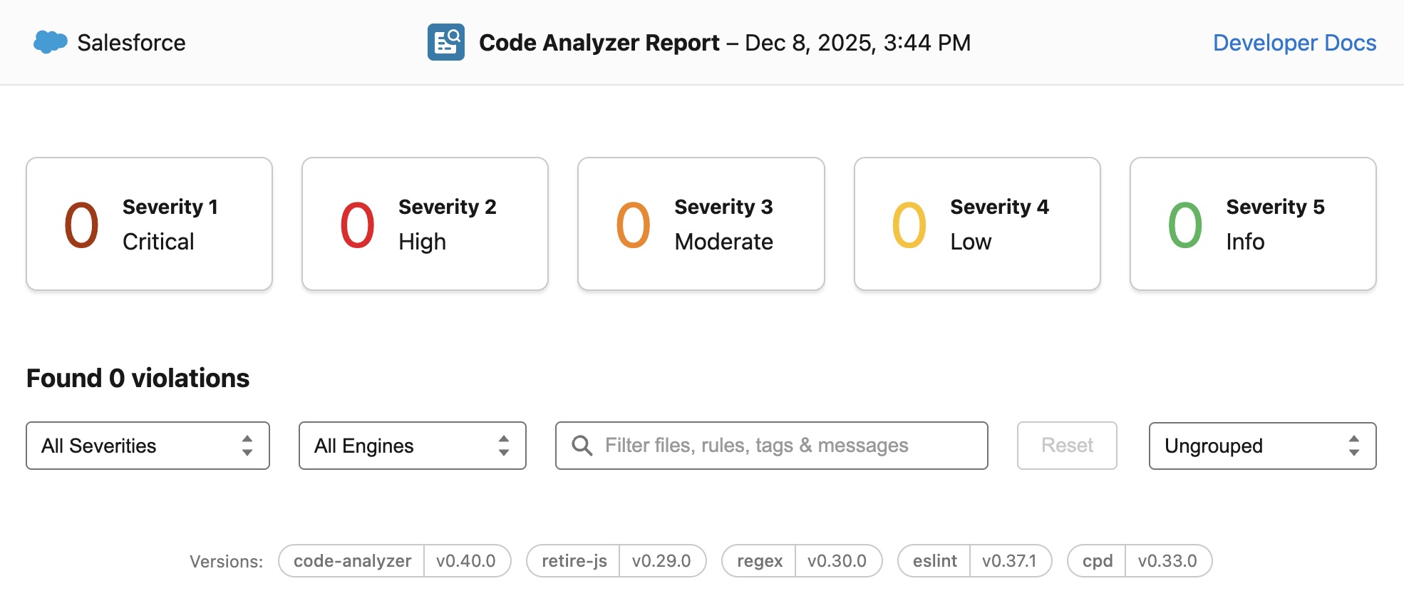 Code scan of the LWC module in Org Check
